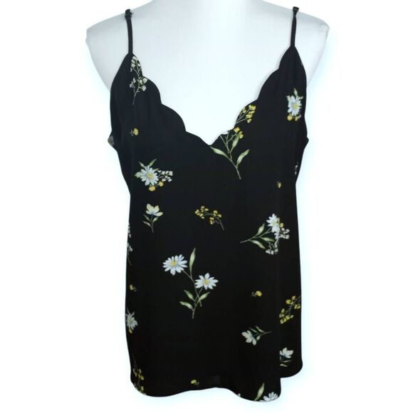 Socialite Black Floral Scallop Cami Sz.XL EUC - Picture 2 of 6
